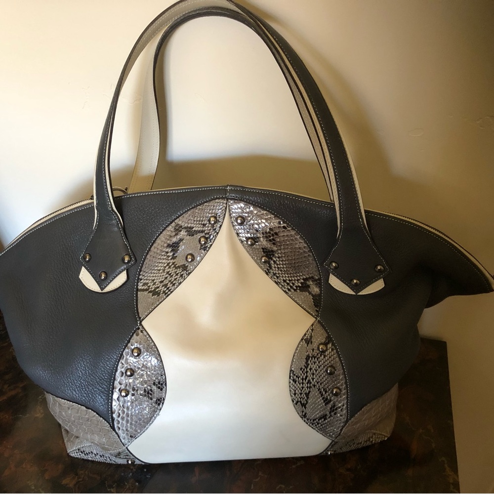 Extra large Italian made soft leather tote bag